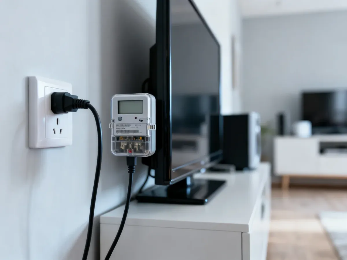 Watomierz gniazdkowy mierzący pobór energii telewizora